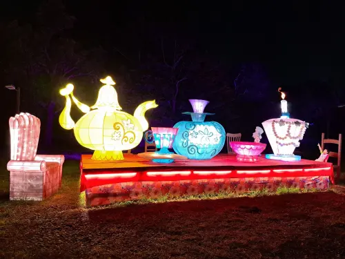 ▲「2025嘉義光織影舞」8大展區中的「瘋狂茶會」。（圖／嘉義市府提供）