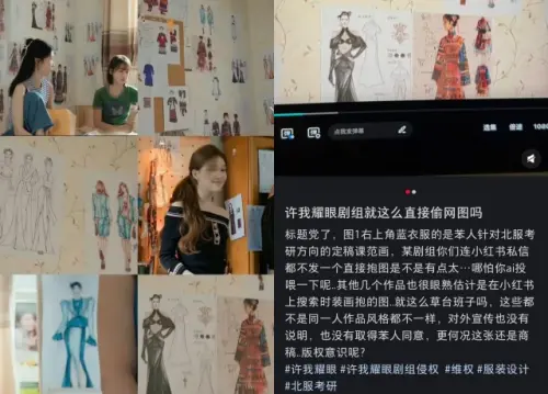 ▲趙露思新劇再爆爭議！創作者怒控盜圖侵權　《許我耀眼》急忙理賠。（圖／微博@光之國的神秘水果_、@-蘋果汁-）