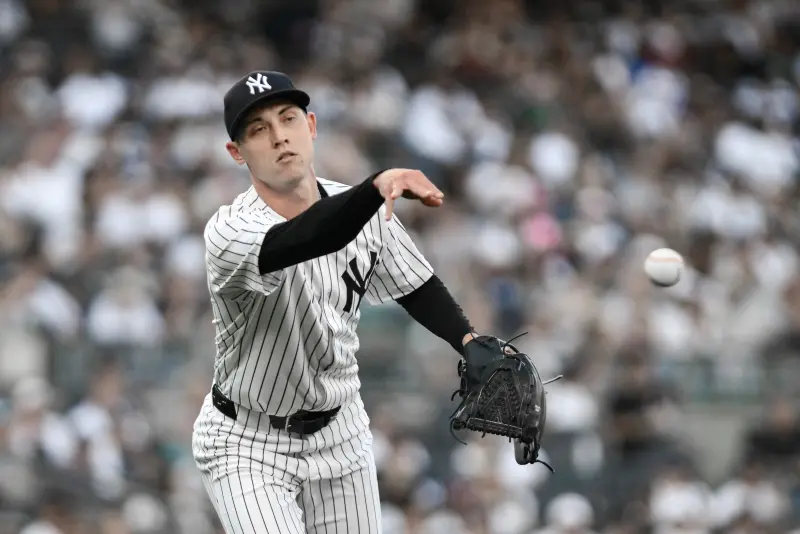 ▲洋基牛棚投手威佛（Luke Weaver）連兩場季後賽登板都未能抓到任何出局數，締造「季後賽最尷尬紀錄」。（圖／路透／達志影像）