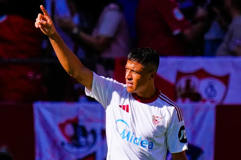 ▲塞維亞（Sevilla FC）山齊士（Alexis Sánchez）在比賽第十分鐘就率先破門。（圖／美聯社／達志影像）