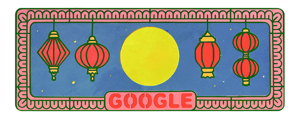 ▲中秋節的Google doodle月亮會變換成，有兔子在月亮上的樣子。（圖／翻攝自Google官網）