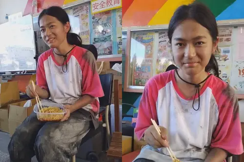 ▲一名來自日本東京的女孩，前往花蓮災區幫忙救災，許多台灣人感動大讚「辛苦了！」（圖／Threads@liao.popo授權）