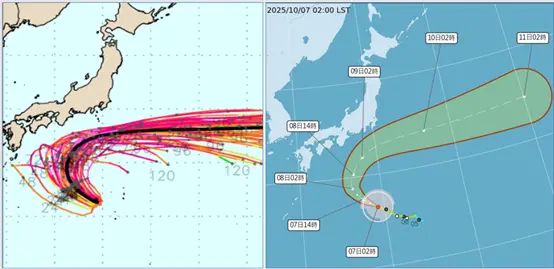 ▲氣象專家吳德榮指出，遠在日本南方海面的「哈隆颱風」將向東北東大迴轉，強度雖增強為強颱，但距離台灣遙遠，對天氣無影響。（圖／取自「氣象應用推廣基金會．老大洩天機」專欄metapp.org.tw）