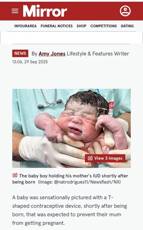 ▲巴西一名嬰兒出生時手握避孕器照片爆紅。（圖／翻攝畫面）
