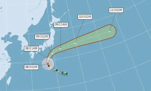 ▲哈隆颱風今明兩天最接近日本，對台灣無影響，路徑大迴轉後往東經過關東以南。（圖／中央氣象署cwa.gov.tw）