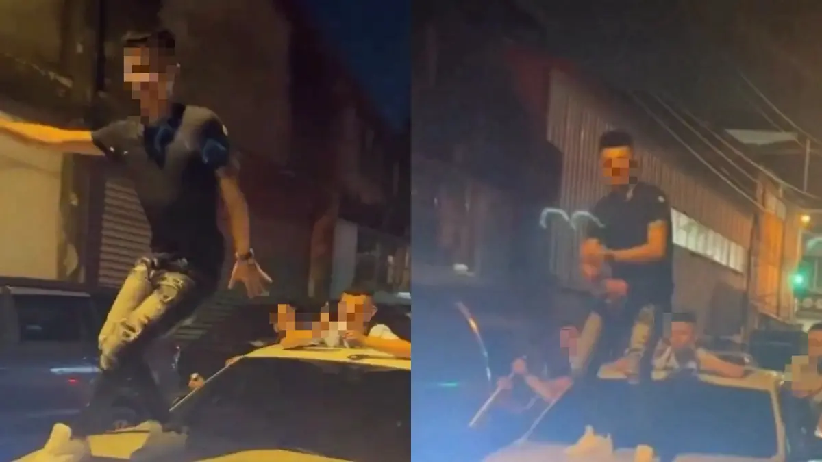 ▲台中有男子為了博取流量，異想天開站在行駛中的汽車上跳舞遭開罰。（圖／翻攝畫面）