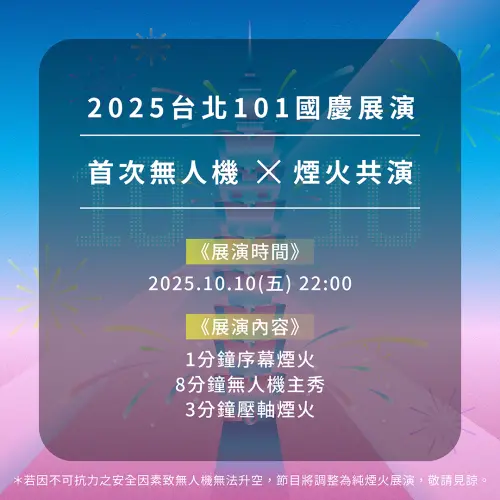 ▲2025台北101國慶展演時間。（圖／台北101提供）