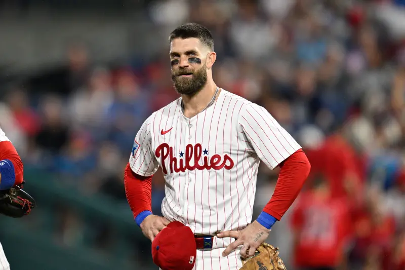 ▲費城費城人強打哈波 （Bryce Harper）在昨（8）日出席記者會時，被問及如何應對下一場洛杉磯道奇的先發山本由伸時，他卻表示自己不記得與他交手過，引發熱議，事後美媒也分析，對細節記得很清楚的哈波，照理說不可能忘記。（圖／美聯社／達志影像）