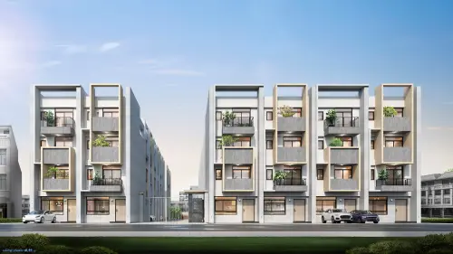 ▲彰化花壇指標新案＿格睿松花苑透天預售案外觀3D示意圖。（圖／業者提供）