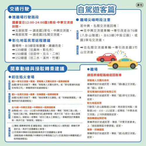 ▲「2025雙十國慶煙火在南投」自行開車懶人包（圖／南投縣政府警察局官網）
