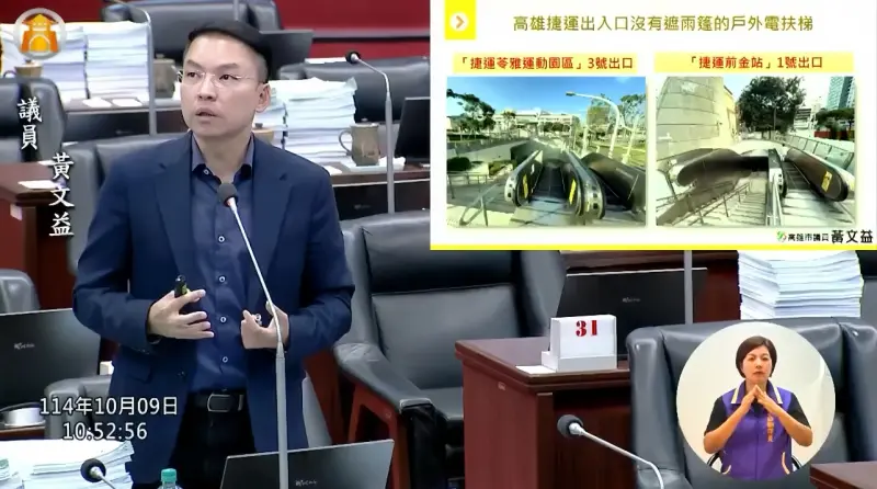 ▲民進黨高雄市議員黃文益針對部分捷運站出入口缺乏遮雨棚與壽山動物園營運虧損兩大議題強調，「市民要的不只是熱鬧的活動，而是安全、便利、值得信賴的觀光城市體驗」。（圖／高市議員黃文益辦公室提供）