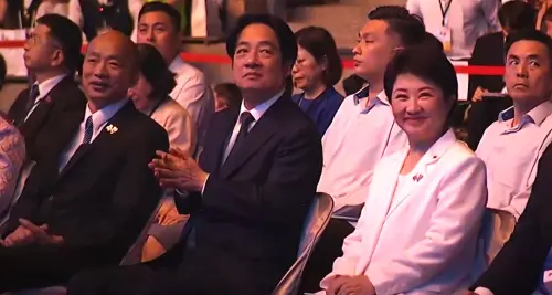 ▲賴清德和韓國瑜、盧秀燕互動融洽。（圖／台中市政府提供，2025.10.09）