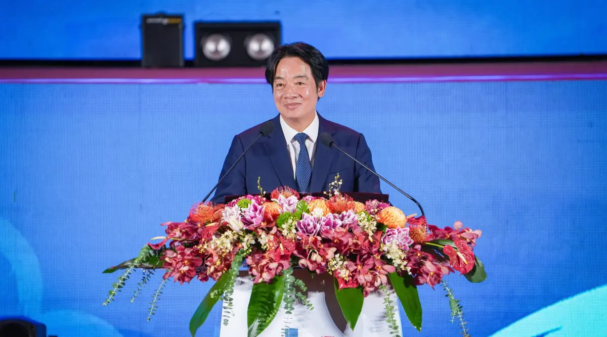 ▲賴清德致詞時提到花蓮救災超人們，強調「只要團結合作，台灣的未來一定會更加光明燦爛」。（圖／台中市政府提供，2025.10.09）