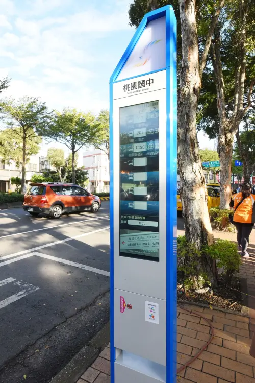 ▲桃園市政府目前已設置超過800處獨立式智慧站牌，2023年更領先全台，引進「悠遊聯名卡自動加值功能」。（圖／翻攝自桃園事臉書粉專）