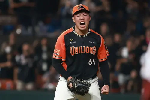 ▲統一獅第六局換上年輕左投辛俊昇，才靠三振成晉化解失分危機。（圖／記者葉政勳攝 ,2025.10.11）