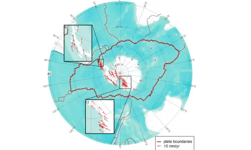 ▲南極板塊加速順時針旋轉位移，郭鎧紋表示，是否與全球暖化，西南極冰棚崩解，都還有待進一步觀察。（圖／郭鎧紋提供） 