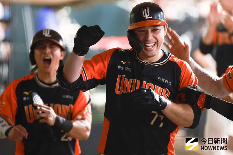 ▲統一獅先發外野手林安可在季後挑戰賽G2敲出單場雙響砲。（圖／記者葉政勳攝 ,2025.10.11）