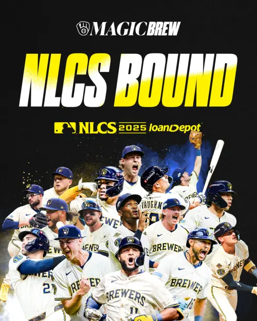 ▲釀酒人在地區系列賽第5戰以3：1擊敗芝加哥小熊，成功以3勝2敗挺進國聯冠軍戰。（圖／取自密爾瓦基釀酒人X）