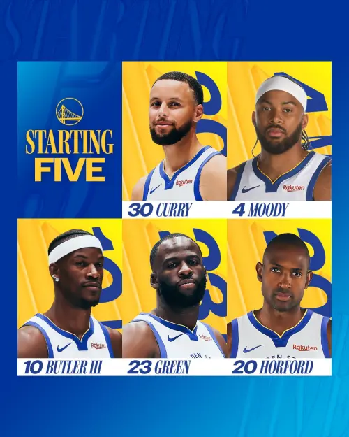 ▲勇士隊開季可能先發人選為：PG柯瑞SG穆迪（Moses Moody），SF巴特勒，PF格林，C霍福德。（圖／取自Golden State Warriors X）