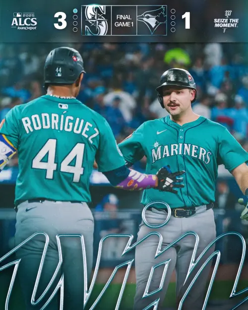 ▲水手主砲勞雷在球數2好2壞的情況下，鎖定一顆時速138公里的指叉球，一棒轟向右中外野看台，形成追平比數的陽春全壘打。幫助球隊追平比數，最終逆轉。（圖／取自西雅圖水手X）