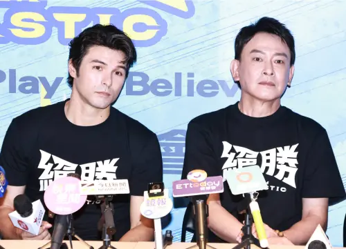 ▲鳳小岳（左）與王識賢（右）在12強棒球賽電影《絕勝》中分別扮演領隊與總教練。（圖／記者吳翊緁攝）