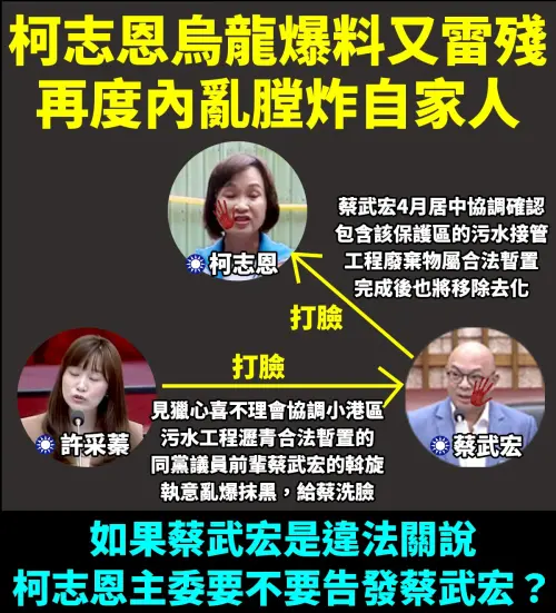 ▲柯志恩不僅是錯搞法令烏龍爆料，更上演藍營網內互打戲碼，堪稱政壇年度荒謬大戲。（圖／市議員黃彥毓提供）
