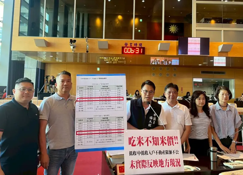 ▲台中低收入戶核列人數比去年同期少了1,567人，議員楊大鋐質疑，真正需要幫助的人反而被「漏接」(圖／柳榮俊攝2025.10.13)