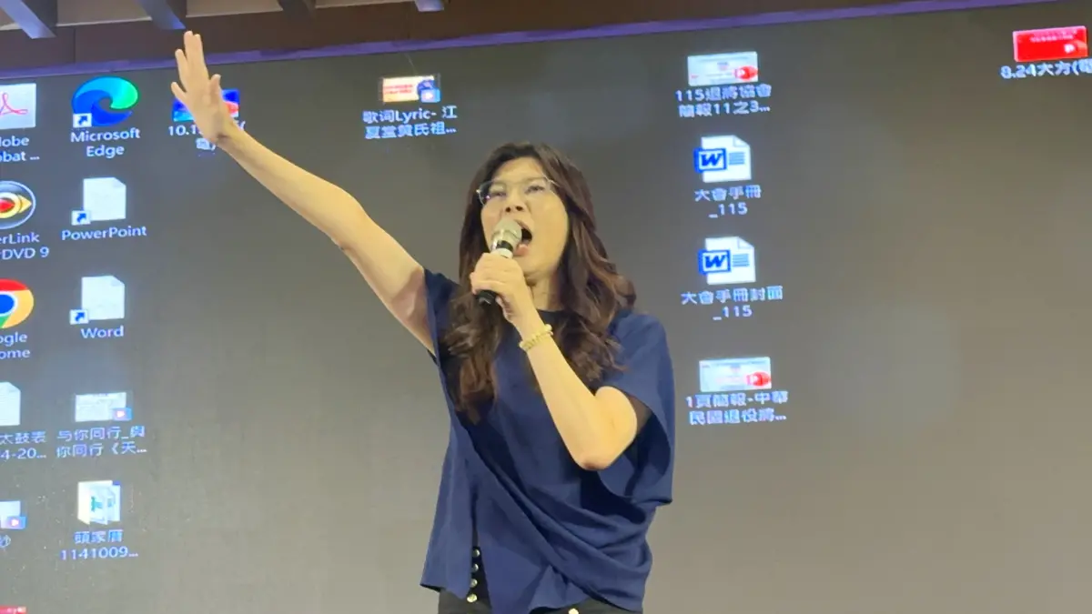 ▲國民黨主席候選人鄭麗文今天到台中，出席退將總會的會員大會。（圖／讀者提供，2025.10.15）