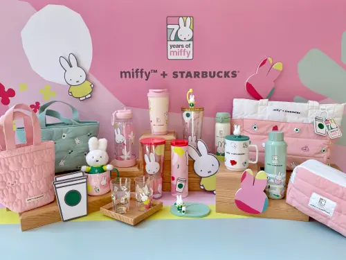 ▲星巴克miffy + STARBUCKS米菲兔全新16款聯名商品，10/21開賣。（圖／記者蕭涵云攝）