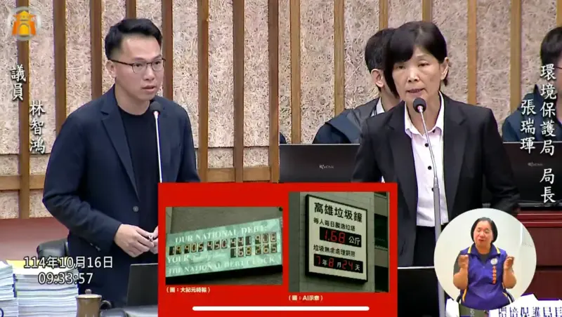 ▲高雄垃圾焚化最快7年後就會「爆爐」，市議員林智鴻建議高市府，比照美國「國債鐘」設計「高雄垃圾鐘」，警惕相關單位與市民應正視。（圖／是議員林智鴻提供）