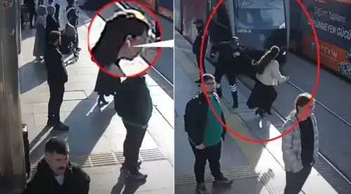 影／女戴耳機闖輕軌「沒聽到鳴笛」！保全神救援驚險一秒把人拉回
