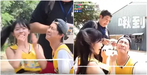 ▲李多慧台灣螢幕初吻給江宏傑！玩遊戲親密接觸（圖／翻攝自《全員請上車》）