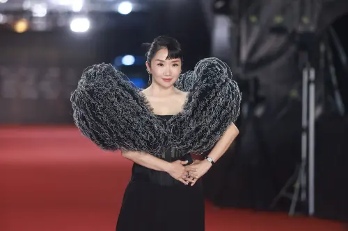 ▲陶晶瑩（如圖）以一身鋼絲絨造型走金鐘60紅毯。（圖／Nownews攝影中心攝影）