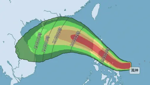 ▲風神颱風明後天會通過菲律賓呂宋島，進入南海時與台灣都保持約500公里以上的距離，不會直接影響台灣。（圖／中央氣象署cwa.gov.tw）