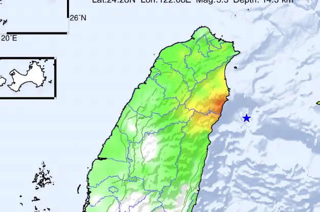 ▲今（18）日上午10時04分，台灣東部海域發生規模5.3地震，氣象署提醒，未來3天內可能還會發生規模4.5到5餘震。（圖／中央氣象署cwa.gov.tw）