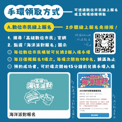 ▲「2025高雄海洋派對」手環領取方式（線上）（圖／高雄海味地圖-高雄市政府海洋局 臉書）