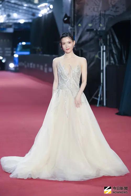 ▲睦媄香檳色禮服超美，是本屆大熱門之一。（圖／NOWNEWS攝影中心）