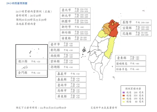 10/21停班停課「5縣市」達標！台北新北、桃園入列　最新雨量預報

