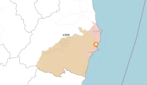 ▲大雷雨今（20）日晚間夜襲宜蘭蘇澳鎮、南澳鄉，淹水警戒區範圍一次看。