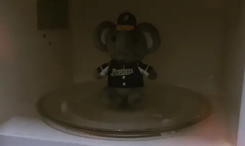 ▲有球迷將中信兄弟吉祥物「小翔」放進微波爐加熱。（圖／取自X）