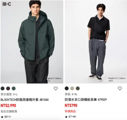 ▲防風雨連帽外套、防潑水多口袋機能長褲推薦。（圖／翻攝自UNIQLO官網）