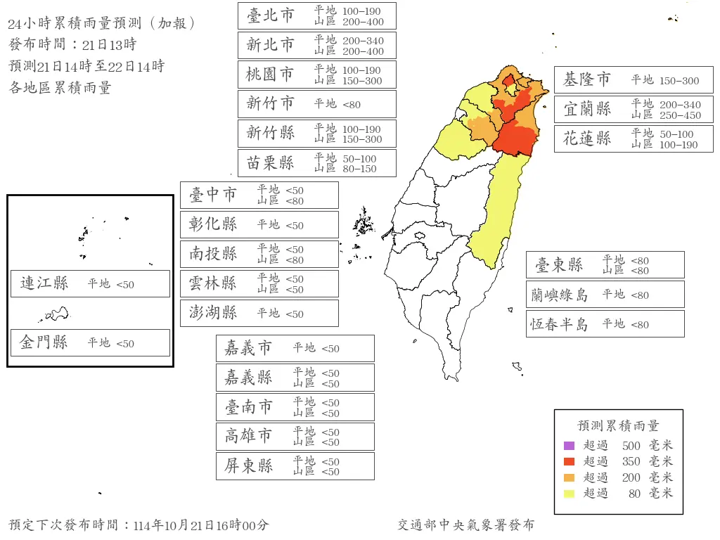 10/22停班停課不斷更新／共伴效應豪雨續轟！5縣市最新雨量達標了