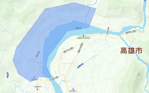 ▲高雄六龜區明（22）日停水約7小時範圍如圖。（圖／自來水公司）