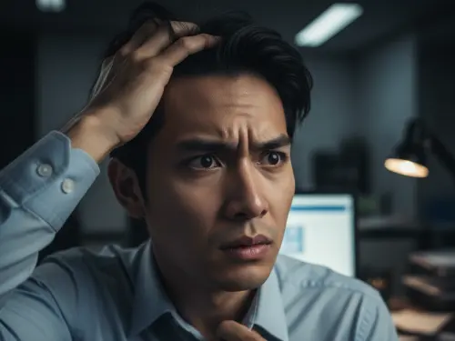▲加班、焦慮、緊張、困惑。（圖／AI生成）