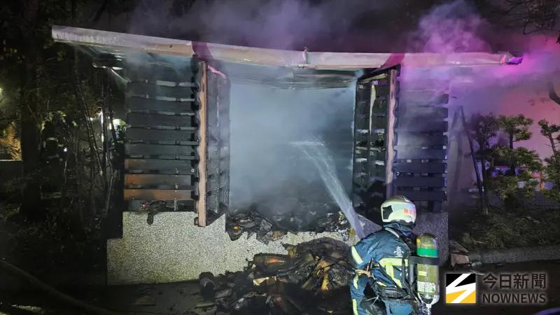 ▲ 台北士林地院21日傳出火警，停車場失火，所幸沒有人員傷亡。（圖／翻攝畫面）