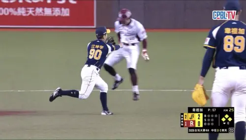 ▲6局下樂天有大好反攻機會，但兄弟一次挑戰成功，導致樂天林政華出局，該局無功而返，當下樂天主帥古久保健二也出來抗議。（圖／翻攝自CPBL TV）