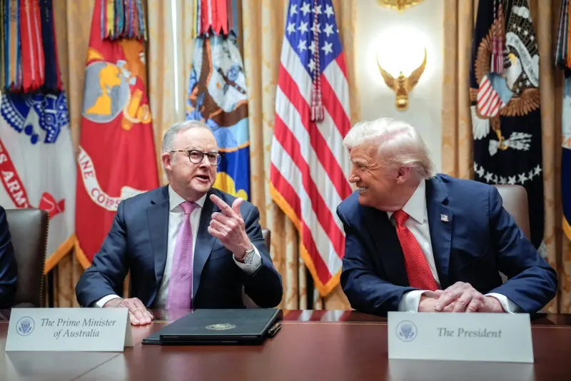 ▲澳洲總理艾班尼斯（Anthony Albanese）21日在白宮與美國總統川普（Donald Trump）會晤，兩人相談甚歡。（圖／美聯社／達志影像）