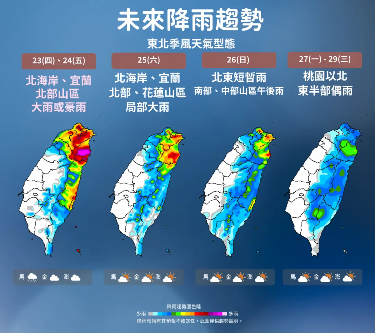 天氣／跌破20度！光復節連假「再一波東北季風」 大雨轟炸到下週