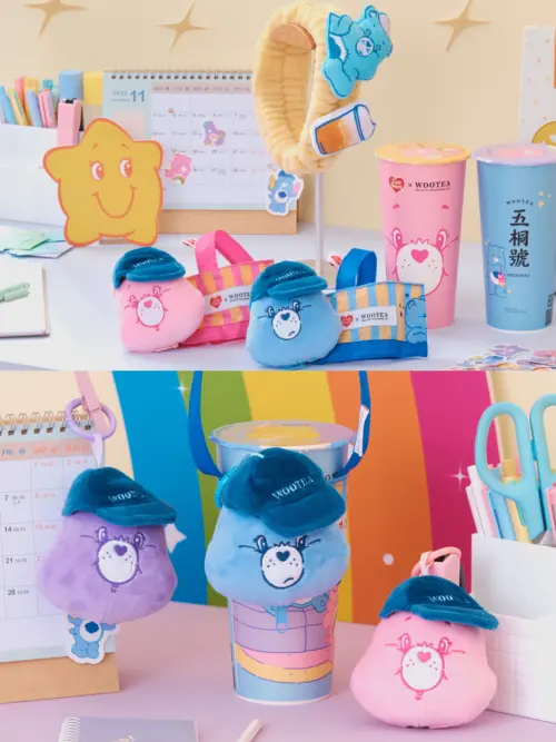 ▲五桐號Care Bears「多功能絨毛髮帶」、「飲料提袋盲盒」。（圖／五桐號提供）