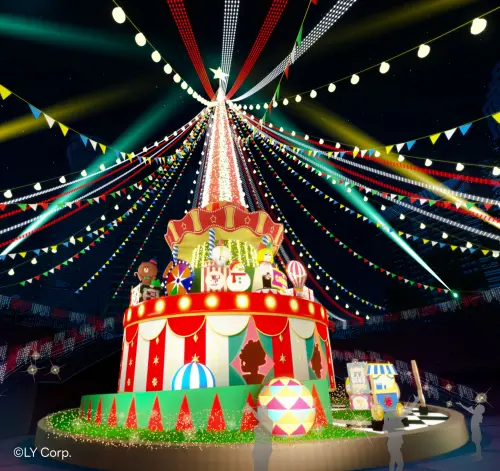 ▲「歡樂馬戲棚」為主題，結合燈光、音樂與動態機械，打造出夢幻的主燈秀